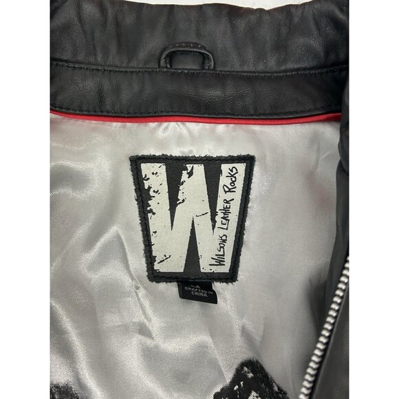 Wilson Leather Rocks Led Zeppelin Studded Biker Jacket M Distressed Punk Moto - Picture 10 of 16